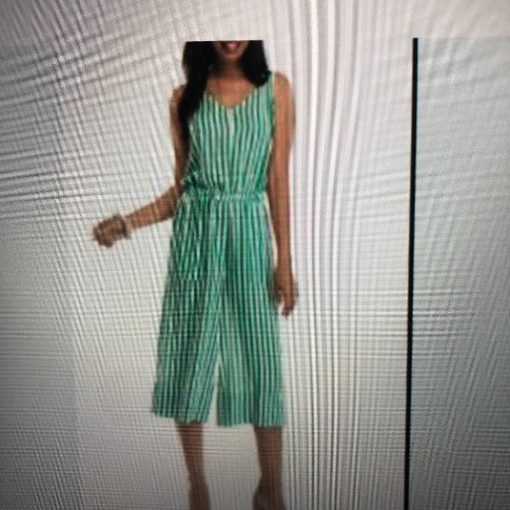 Green And White Stripe One Piece Cullottes With Pockets Size 16 With Tags